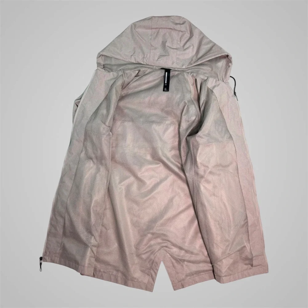 Mondetta Womens Hooded Rain Parka Jacket Taupe Full Zip Mesh Lined Small